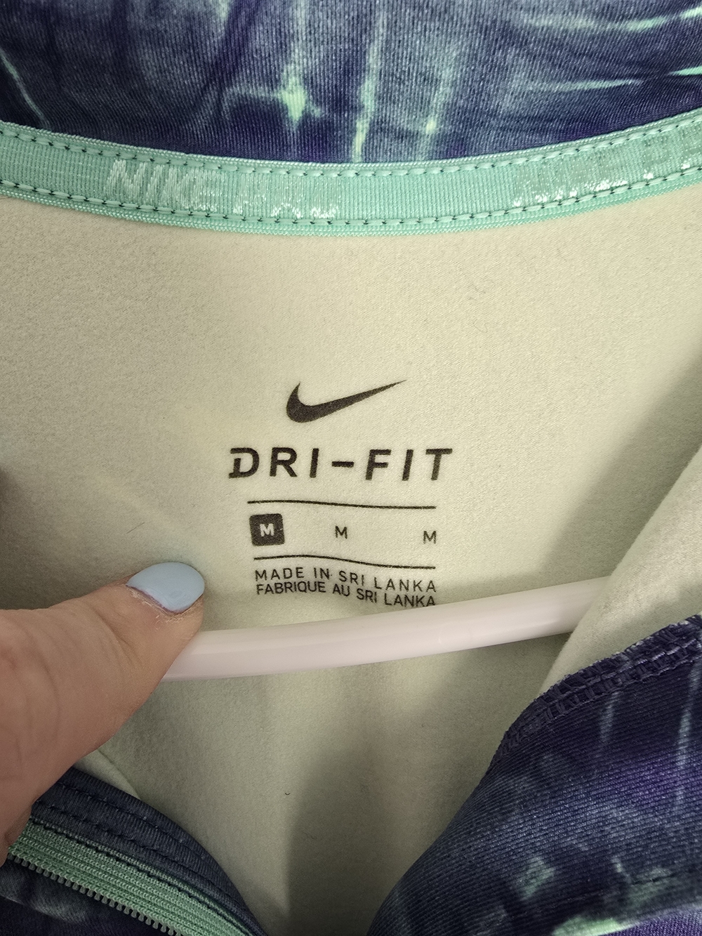 Nike Dri-FIT Women's Long-Sleeve Half-Zip Top - Teal & Navy - Picture 3 of 3